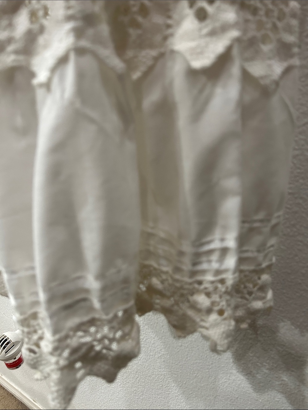 VTG. 1960s White Tiered Dress with Colorful Floral Embroidery - Picture 12 of 15